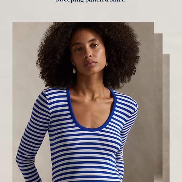 Polo Ralph Lauren Striped Scoopneck Dress Sz L - Picture 8 of 12